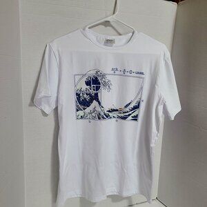 KANAGAWA TSUNAMI JAPANESE DISASTER WAVE WHITE TEE MEN'S M ARTISTIC MEANINGFUL